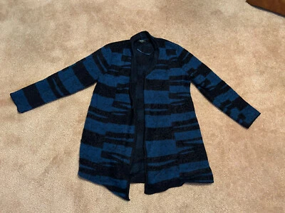 Cárdigan abierto plumero Alfani para mujer Lg azul negro Foto 1 de 3