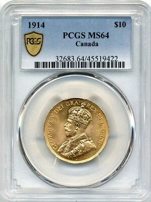1914 Canada $10 Gold Coin - Choice Uncirculated, PCGS MS64 - Image 1 of 3