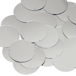 Silver Metallic 2 hole Sequin Round 40mm Couture Paillettes - Picture 1 of 2