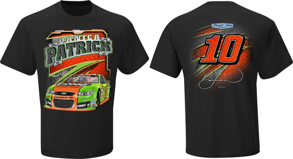 Danica Patrick 2014 Checkered Flag #10 Go Daddy Flat Out Tee FREE SHIP - Image 1 of 1