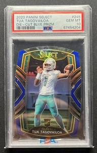 Tarjeta de novato Tua Tagovailoa Panini Select 2020 azul troquelado Prizm RC PSA 10 gemas - Imagen 1 de 2