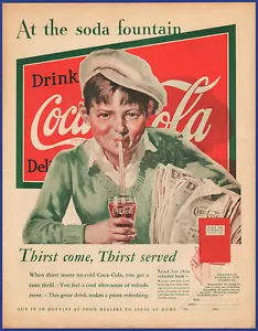 Originale 1932 COCA-COLA Coca-Cola Soda Pop Soft Drink News Ragazzo Stampa Annuncio 1930 - Foto 1 di 1