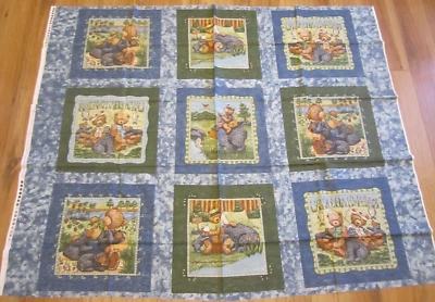 Panel bloque tela algodón Blue Berryhill de Teresa Kogut SSI osos 1 yarda x44 Foto 1 de 4
