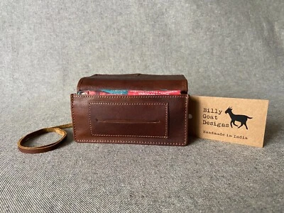 Bolsa de tabaco de cuero 25 gm T25ZP sección de papeles de cabra hecha a mano diseños de Billy Goat Foto 1 de 4