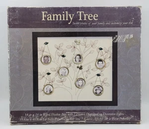 Family Tree Shadow Box w/ 7 Frames 14" x 17" Wood Decoration - New - Picture 1 of 9