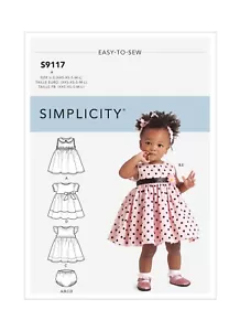 SIMPLICITY 9117 CHILD'S DRESS PANTIES HEADBAND Sewing Pattern Size 1-18 months - Picture 1 of 3