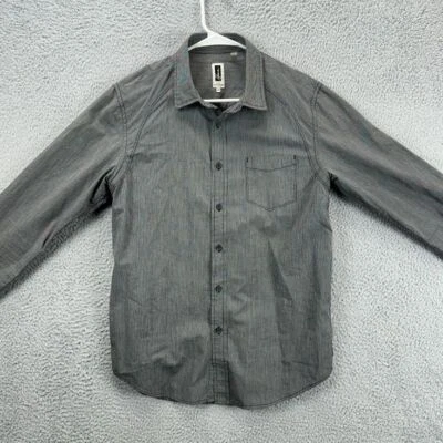 Howe Button Up Shirt Adult Medium Black Hairline Stripes Long Sleeve Pocket Mens - Image 1 of 4