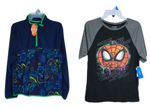 Boys 2 Piece Short Sleeve T-Shirt Long Sleeve Fleece Pullover Top Set Size XXL - Picture 1 of 7