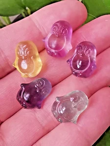 5 Stck. Natürlicher Fluorit Geschnitzt Mini Pinguin Kristall Reiki Heilung Geschenk - Bild 1 von 10