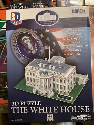 Daron 64 Piece 11" 3D Puzzle Model Kit - The White House - Image 1 of 2
