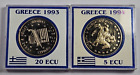 1993 Greece 20 Ecu + 1994 Greece 5 Ecu 2 Proof coin