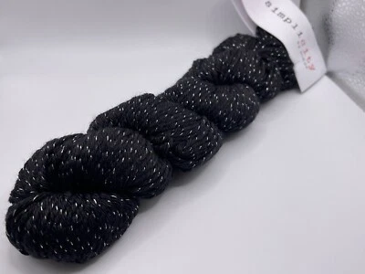 Hikoo Simplicity Metallic #304 Black Silver Merino Wool Blend Yarn 50g 117y