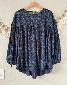 Cravatta con volant blu loft paisley contadino boho floreale relax top cottage fata spiaggia XL - Foto 1 di 7