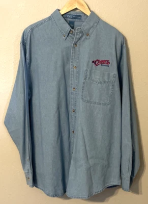 Vintage Cheers Denim Button Up Shirt Men's L Long Sleeve Pocket Collared - Image 1 of 4