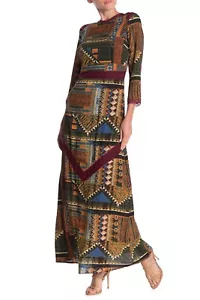 Desigual Women’s Maxi Dress NWOT Tribal Aztec Print EUR 36 US 6 Multi Color - Picture 1 of 8