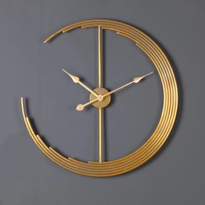 Gold Vintage Metal Analog Clock, 24 Inch round Roman Numeral Wall Clock Home Dec - Picture 1 of 6