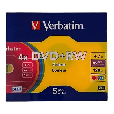 Verbatim DVD+RW Rohling 5 Farben 4,7GB 120min 5 Stück NEU & OVP - Bild 1 von 2