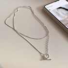 925 Sterling Silver Simple Charm Pendant Multilayer Necklace  Women