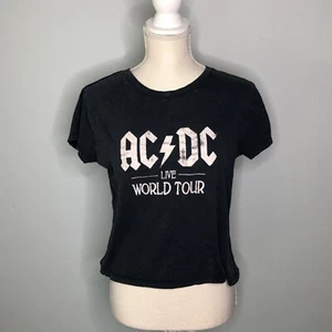 AC/DC Live World Tour Girls Graphic Cropped Band Tee The Mini Fit Size XL - Picture 1 of 7