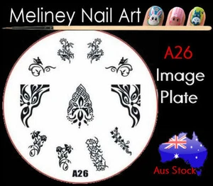 A26 Stamping Nail Art Image Plate Design Round XL Stencil metal - Picture 1 of 1