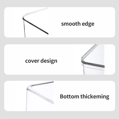 Lidded Plastic Storage Bins Set Clear Desk Basket Box Organizer Kitchen Conta... - Image 1 of 4