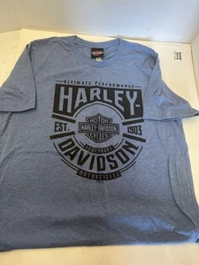 Harley Davidson Short Sleeve T Shirt Men's Large Blue Binghamton Ny VGC - Picture 1 of 6