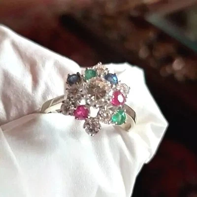 DIAMANTEN/SAPHIRE/RUBINE/SMARAGDE: Goldring, Ring, 750er WG,  m. GUTACHTEN!!! - Bild 1 von 4