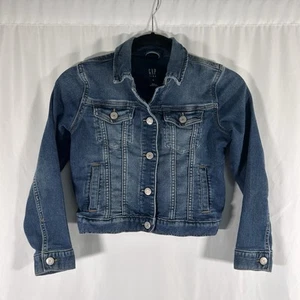 Gap Jean Jacket Girls Kids Medium Medium Wash Denim Snap Pockets Long Sleeve - Picture 1 of 7