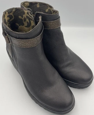 Fly London Women’s Yado Chocolate Leather Wedge Ankle Boots Size 40 - Image 1 of 4