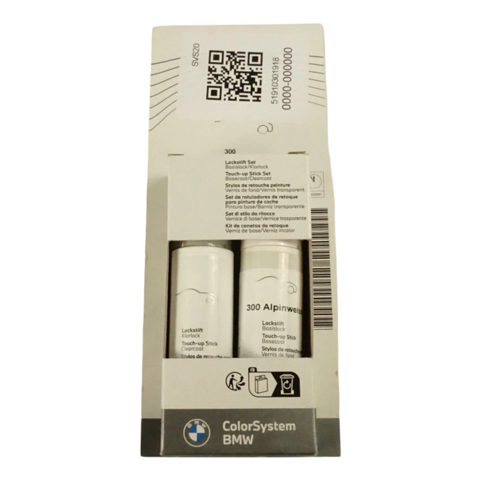 Brand New Original BMW Paint pen set Alpin white [300] 2x12ml 51910301918 - Image 1 of 4