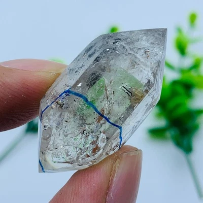 ТОП Herkimer бриллиант наконечник кристалл Custer драгоценный камень enhydro + движущиеся капли воды 14G - Изображение 1 из 4