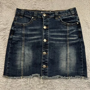 Rockin C Denim Jean Mini Skirt Women's M Front Button Cowgirl Western Rodeo - Picture 1 of 9