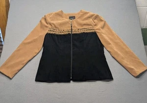 Giacca blazer Scarlett scamosciata come taglia 14 spalline beige nero - Foto 1 di 4