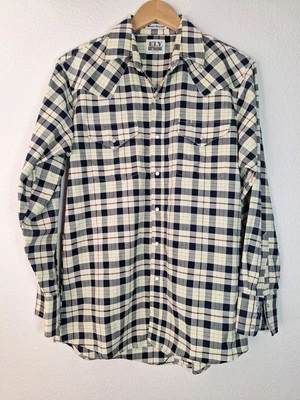 Camisa Western Ely Cattleman Para Hombres Grande Perla Solapa a Presión Bolsillo Cuadros Rodeo Vaquero Foto 1 de 4