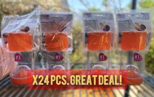 Lote (24) Piezas. Taza para sorber con infusión de frutas Munchkin Miracle 360, 14 onzas, naranja Foto 1 de 4