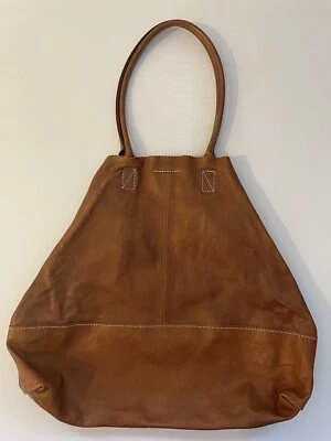 Banana Republic Lambskin Distressed Leather Shoulder Tote Hobo Bag Cognac - Image 1 of 4