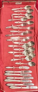 Vintage WM A Rogers AA Heavy Oneida LTD Silverware Set of 6 in Case 26 Pc - Picture 1 of 15