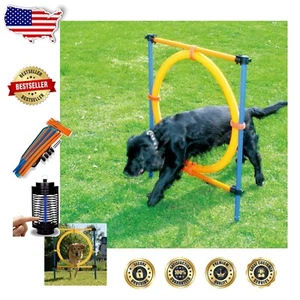 Complete Dog Agility Set - Jump Ring, Hurdles & Weaving Poles for Exercise - Picture 1 of 10