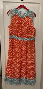 Boden Womens US Size 12R Sylvie Brush Stroke Print Orange/Aqua Sleeveless - Picture 1 of 16