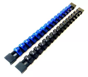 2 GOLIATH INDUSTRIAL 3/8 ABS MOUNTABLE BLACK/BLUE SOCKET RAILS HOLDERS ORGANIZER - Picture 1 of 1