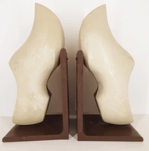 Handmade Solid Wood Dutch Clog Clogs Shoe Bookends on Cast Iron Heavy Base - Picture 1 of 22
