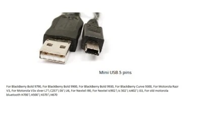 original MotorolaNextel mini USB cable for RAZR V3x SLVR L7 L7c L7i C257 C261 - Image 1 of 4