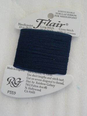 Rainbow Gallery Flair Tubular Ribbon Needlepoint 100% Nylon Cross Stitch F559 - Image 1 of 4