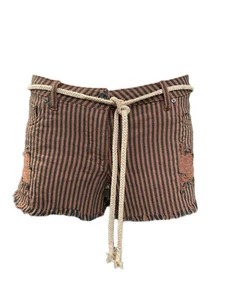MAISON SCOTCH Women's Brown Striped Distressed Cut Off Shorts #892 29 NWT - Picture 1 of 4