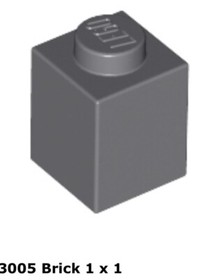Lego 2x 3005 Dark Bluish Gray Brick 1 x 1 9526