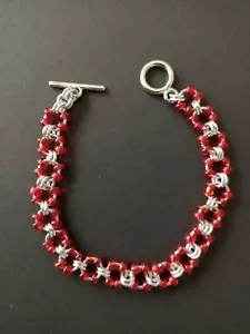Chain maille and bead bracelet handmade in Australia chainmail chain jewelry - Picture 1 of 4
