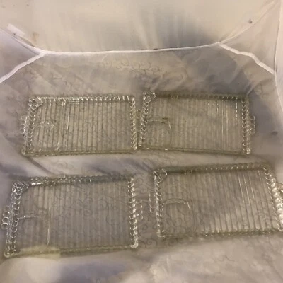 Glass Rectangle Ashtray Serving Snack Tray 11 x 6 Vintage Set Of 4 Pieces - Image 1 of 4