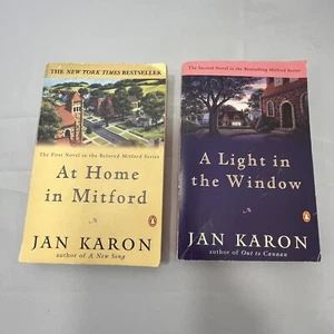 Jan Karon Paperback Books 1 , 2 At Home in Mitford And A Light In In The Window - Picture 1 of 8