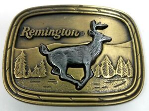 Remington Rifle Shotgun Gun Deer Buck Elk Hunter Hunting Guns 1970s Western Collectible Sid Bell Mens 1970s 1979 NOS Vintage Belt Buckle