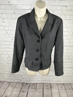 Chaqueta Blazer Mujer De Colección Dawn Joy Fashions Negra Blanca Cuadros 3 Botones Frontales S Foto 1 de 4